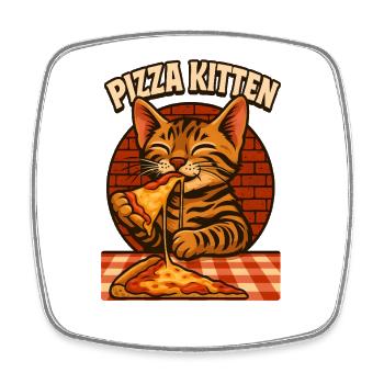 Verspieltes Pizzakätzchen, liebe Katzen - Viereckiger Kühlschrankmagnet - Weiß - Vorne