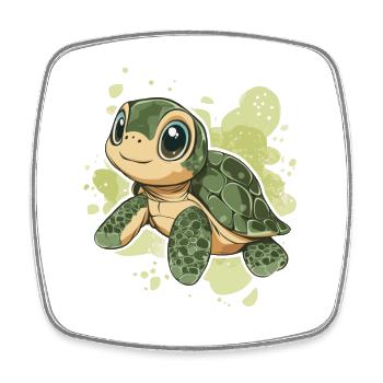 Schildkröte - Viereckiger Kühlschrankmagnet - Weiß - Vorne