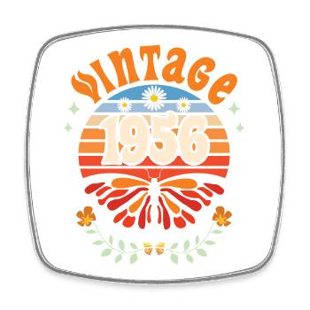 1956 Butterfly 70th Birthday Woman - Square fridge magnet - white - Front