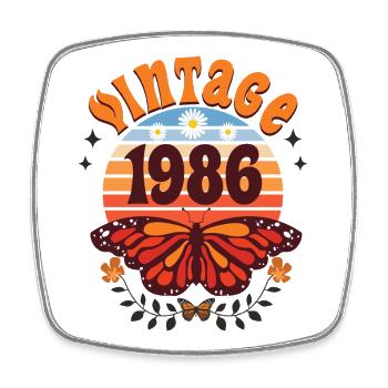 1986 Butterfly 40th Birthday Woman - Square fridge magnet - white - Front
