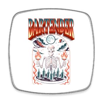 Barkeeper Halloween Barmann Barkeeperin - Viereckiger Kühlschrankmagnet - Weiß - Vorne