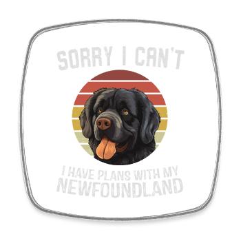 Chien de Terre-Neuve avec slogan humoristique - Magnet carré - blanc - Devant