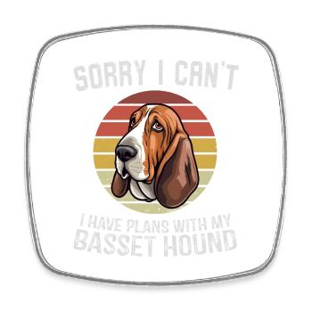 Basset Hound Apology Logo - Square fridge magnet - white - Front