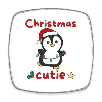 Pingouin de Noël Pingouins Mignon de Noël - Magnet carré - blanc - Devant