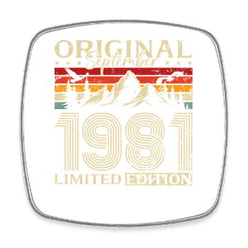 44th Birthday Vintage September Vintage 1981 - Square fridge magnet - white - Front