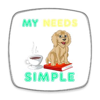 Books, Coffee & Golden Doodle Vibes - Square fridge magnet - white - Front