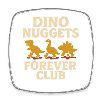 Dino Nuggets Nostalgia Funny Snack Dinosaur - Square fridge magnet - white - Front