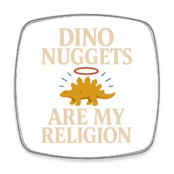 Dino Nuggets Nostalgia Funny Snack Dinosaur - Square fridge magnet - white - Front