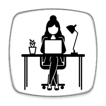 Worker Woman Computer Job - Square fridge magnet - white - Front