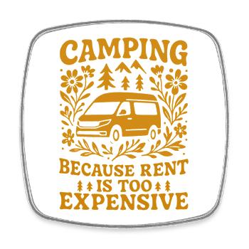 Camping Weil Die Miete Zu Teuer Ist Van Design - Viereckiger Kühlschrankmagnet - Weiß - Vorne