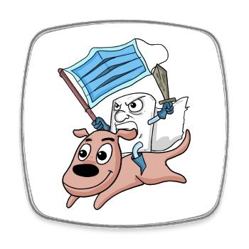 Humorous protest dog illustration - Square fridge magnet - white - Front