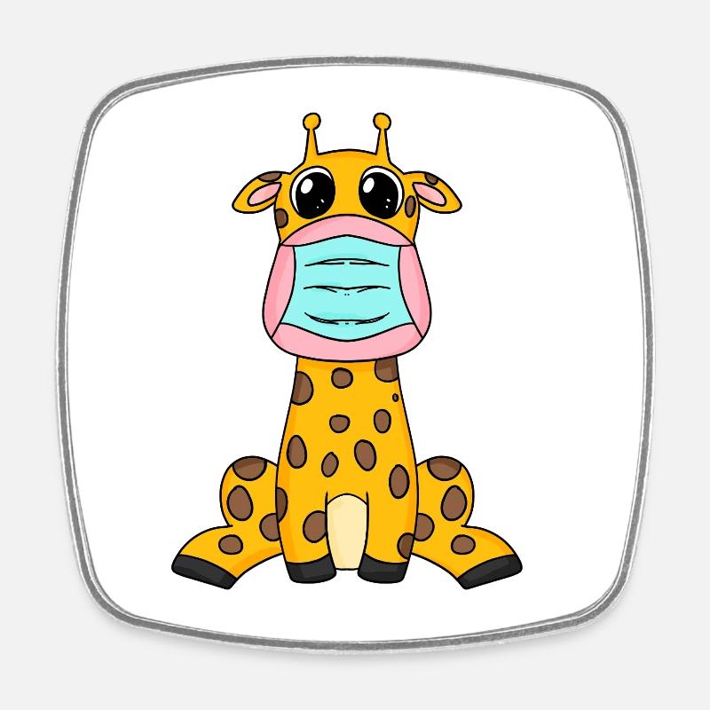 Giraffe mit Maske – Humor & Schutz - Viereckiger Kühlschrankmagnet - Weiß