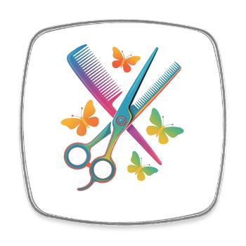 Friseur Schere Kamm Schmetterling - Viereckiger Kühlschrankmagnet - Weiß - Vorne