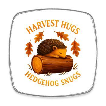 Herbstlicher Igel mit Holzstamm - Viereckiger Kühlschrankmagnet - Weiß - Vorne