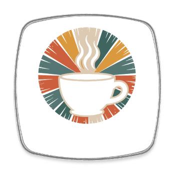 Warming Coffee Mug Retro Design - Square fridge magnet - white - Front