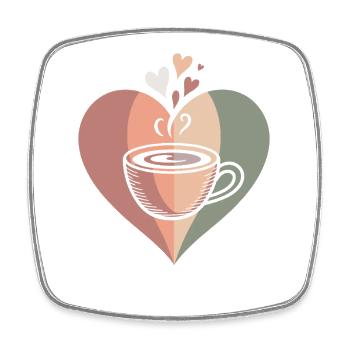 Tasse à café Café - Magnet carré - blanc - Devant
