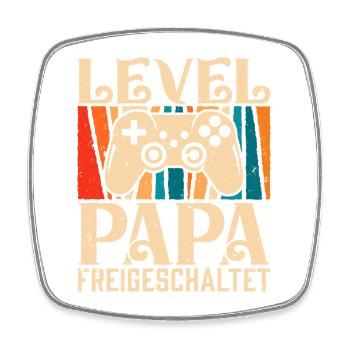 Gambler Dad LEVEL DAD UNLOCKED Retro Funny - Square fridge magnet - white - Front