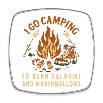 I Go Camping To Burn Calories Camper Van Adventure - Viereckiger Kühlschrankmagnet - Weiß - Vorne