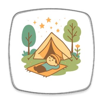 Camping d’aventure amusant sous les étoiles - Magnet carré - blanc - Devant