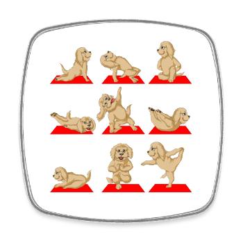 Drôle Golden Doodle Chien Faisant Yoga Poses Design - Magnet carré - blanc - Devant