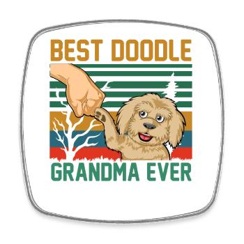 Die beste Doodle-Oma aller Zeiten - Viereckiger Kühlschrankmagnet - Weiß - Vorne