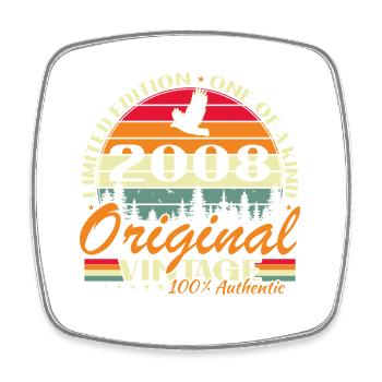 18 Jahre 2008 Vintage Retro Geburtstag - Viereckiger Kühlschrankmagnet - Weiß - Vorne