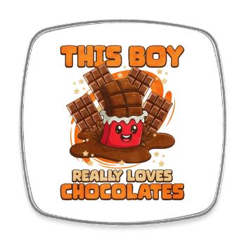 Design de chocolat humoristique pour les enfants - Magnet carré - blanc - Devant