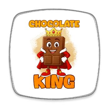 Chocolate King with Crown - Square fridge magnet - white - Front