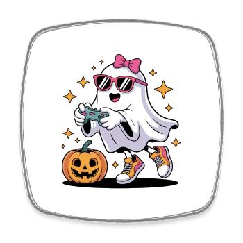 Halloween Jungen Kinder Ghost Gamer Gruseliges Kostüm - Viereckiger Kühlschrankmagnet - Weiß - Vorne