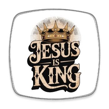 Jésus en tant que roi avec le motif de la couronne - Magnet carré - blanc - Devant