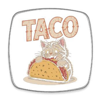 Playful taco kitten design - Square fridge magnet - white - Front