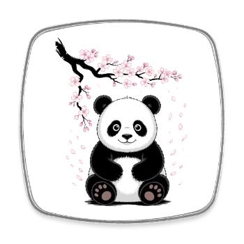 Panda, Panda Ours, Japonais, Cerisier en fleurs - Magnet carré - blanc - Devant
