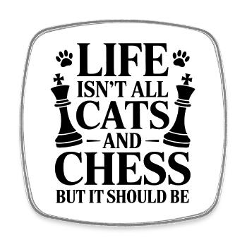 Schach Spruch Schachspieler Katze Schach Geschenk - Viereckiger Kühlschrankmagnet - Weiß - Vorne