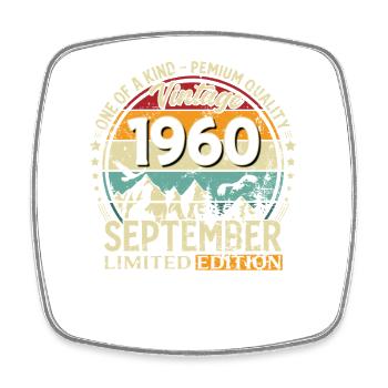 65ème Anniversaire Vintage Septembre Millésime Années 1960 - Magnet carré - blanc - Devant
