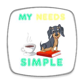 Bücher Kaffee und Dackel Lustiger Hundeliebhaber Design - Viereckiger Kühlschrankmagnet - Weiß - Vorne