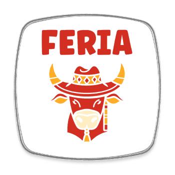 Kuh-Feria mit traditionellem Feria-Hut - Viereckiger Kühlschrankmagnet - Weiß - Vorne