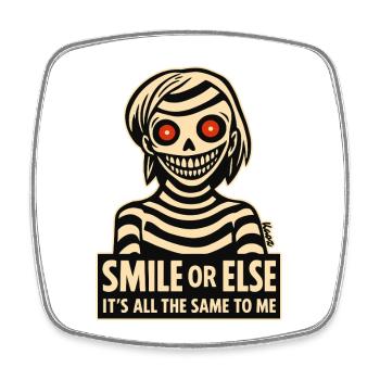 Sourire squelettique avec message - Magnet carré - blanc - Devant