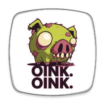 Conception de dessin animé de cochon zombie effrayant - Magnet carré - blanc - Devant