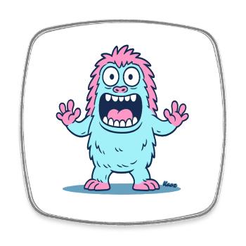 Playful Monster Heart Design - Square fridge magnet - white - Front