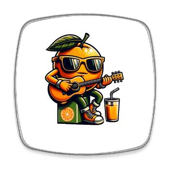 Orange With Guitar Summer Vibes Music - Square fridge magnet - white - Front