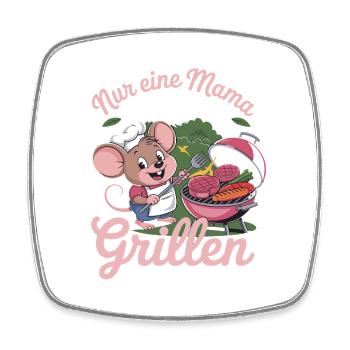Nur Eine Mama Die Es Liebt Zu Grillen - Viereckiger Kühlschrankmagnet - Weiß - Vorne
