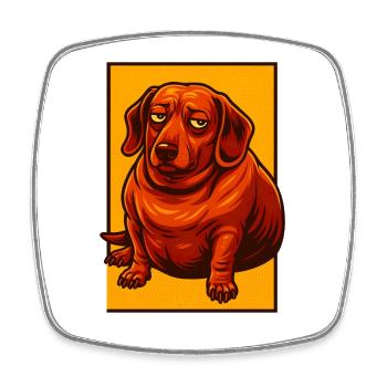 Teckel expressif Pop Art, Amoureux des chiens potelés - Magnet carré - blanc - Devant