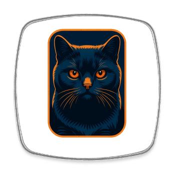 Katzenmajestät Neon-Porträt, Liebe Katzen - Viereckiger Kühlschrankmagnet - Weiß - Vorne