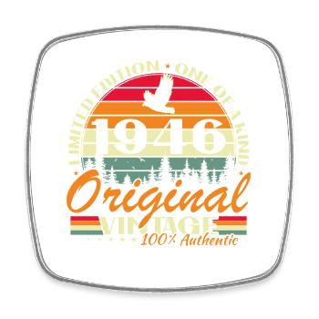 80 Years 1946 Vintage Retro Anniversary - Square fridge magnet - white - Front