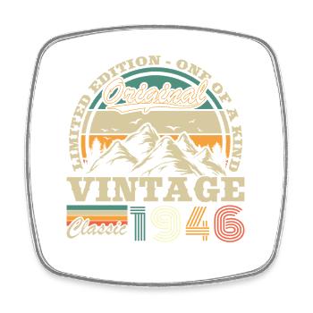 80 Years 1946 Vintage Retro Anniversary - Square fridge magnet - white - Front