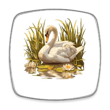 Schwäne Schwan - Viereckiger Kühlschrankmagnet - Weiß - Vorne