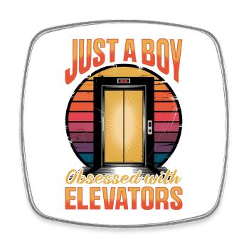 Elevator toddler & kids - Square fridge magnet - white - Front