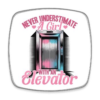Elevator toddler & kids - Square fridge magnet - white - Front