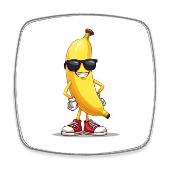 Funny banana with sunglasses and sneakers - Square fridge magnet - white - Front