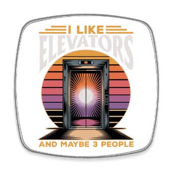 Elevator toddler & kids - Square fridge magnet - white - Front